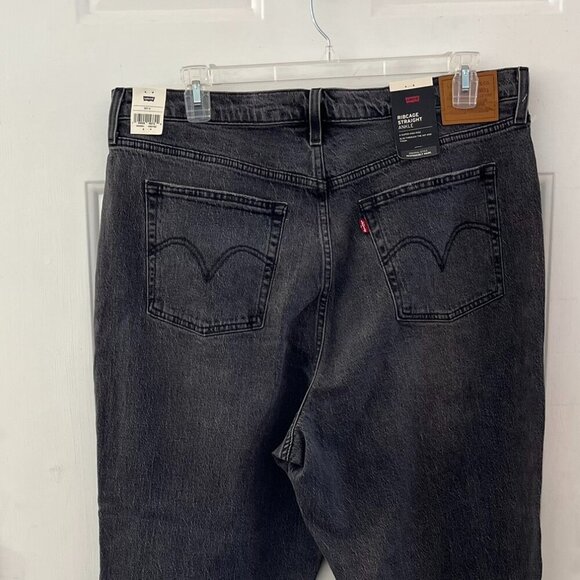 Levi's Premium Woman Black Worn In Ribcage Straight Ankle Jeans Sz 18W - Picture 3 of 10
